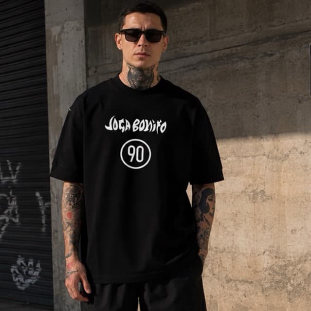 Camiseta OVERSIZED Masculina futebol JOGA BONITO 90 TOTAL Streetwear algodão