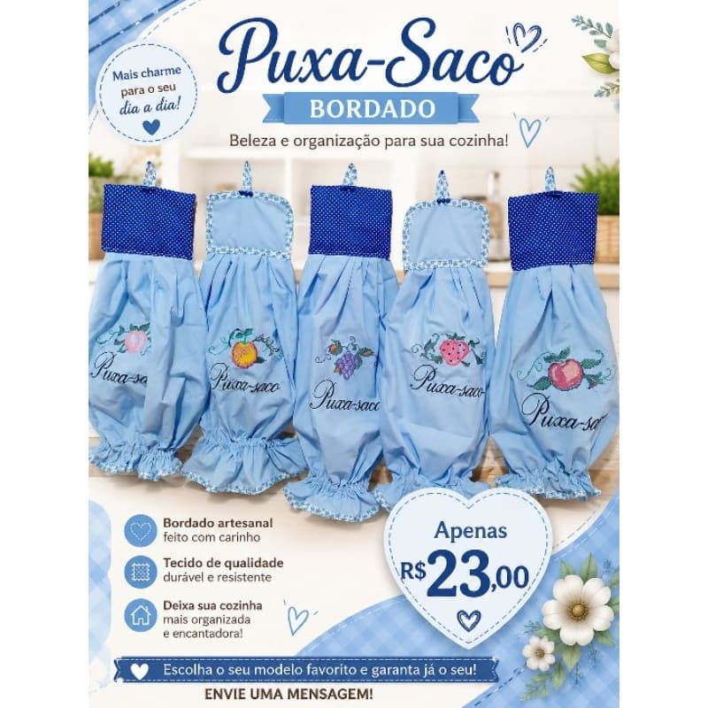 puxa-saco, porta sacos, porta sacolas.
