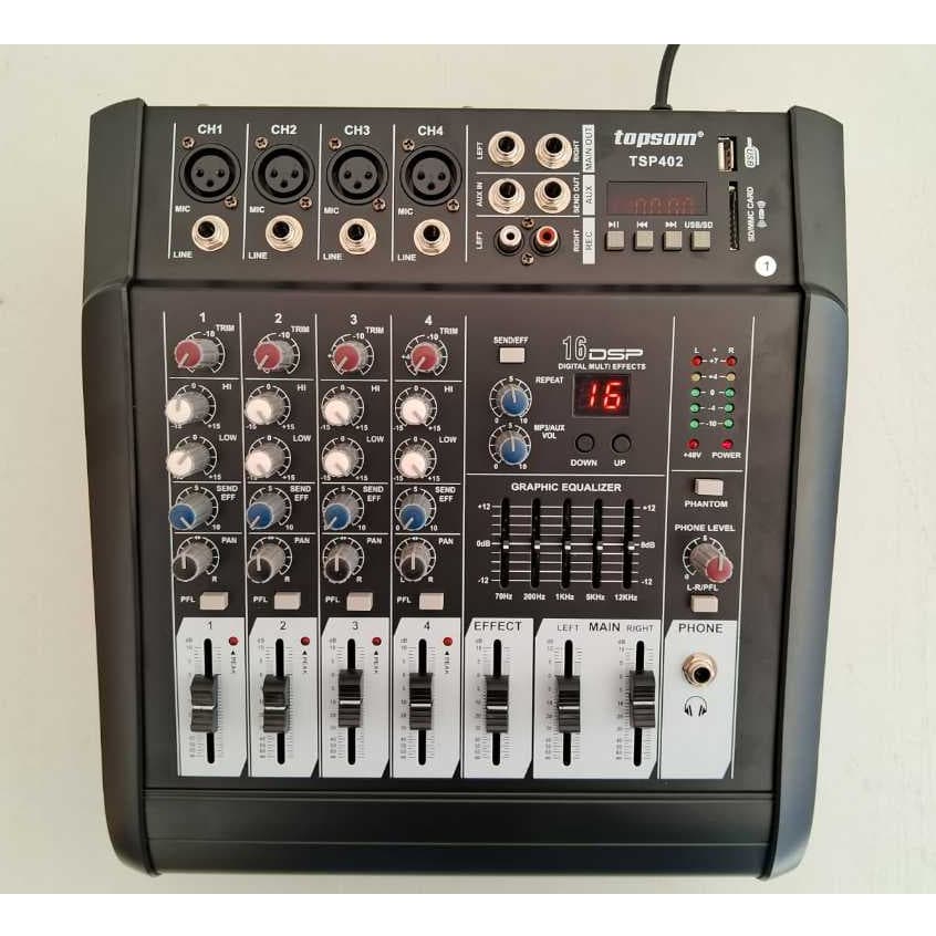 MESA DE SOM AMPLIFICADA 4 CANAIS / 500W. RMS TOPSOM TSP402