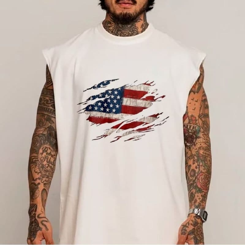 Regata Oversized Masculina Estampa EUA Estados Unidos Streetwear 100% Algodão Premium