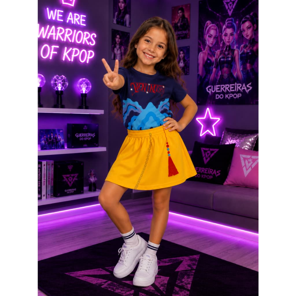 Fantasia Infantil da Mira de Guerreiras do K-Pop Roupa Conjunto de Saia e Top Dança Show Diversão Dançarina
