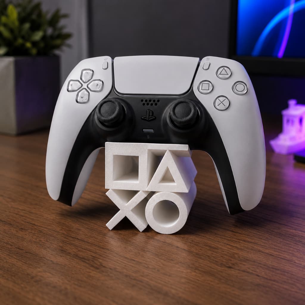 Suporte de Mesa para Controles Branco PlayStation5  PS5 DualSense DS5 Organizador Gamer para Setup