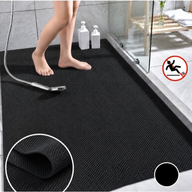 Tapete Antiderrapante Preto 100x120 PVC Banheiro Box Piscina Sauna Cozinha Área de Lazer