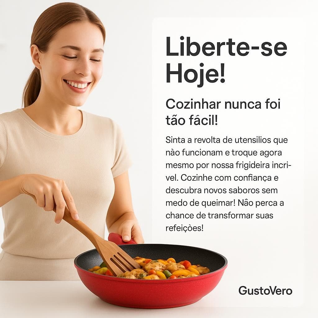 🥓 Frigideira Antiaderente Nanocerâmica 24cm: Cozinha Saudável Sem Grudar 🌟 GustoVero sem óleo como com saúde rápida🏃‍♀️