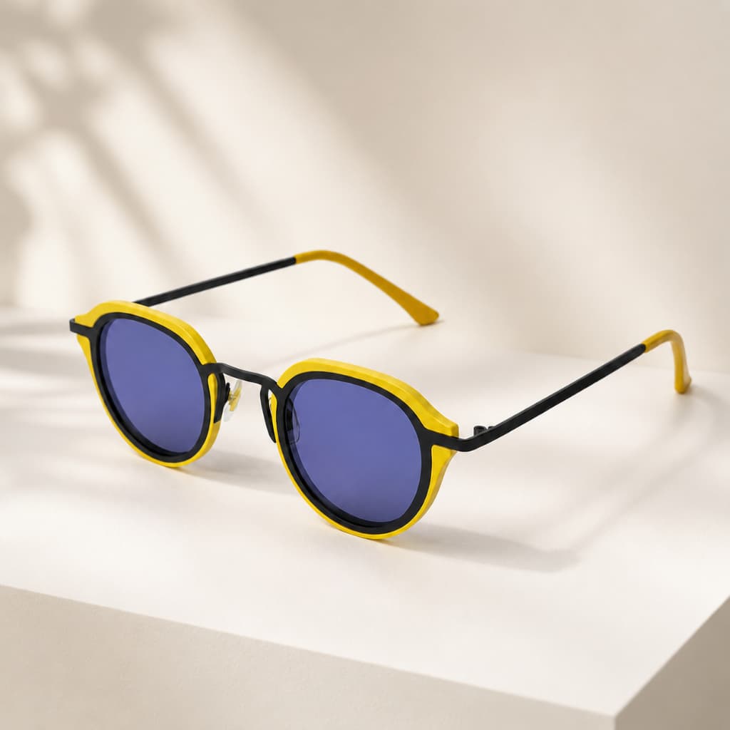 Óculos De Sol Steam Punk Unissex Hexagonal Lançamento UV400 - Amarelo