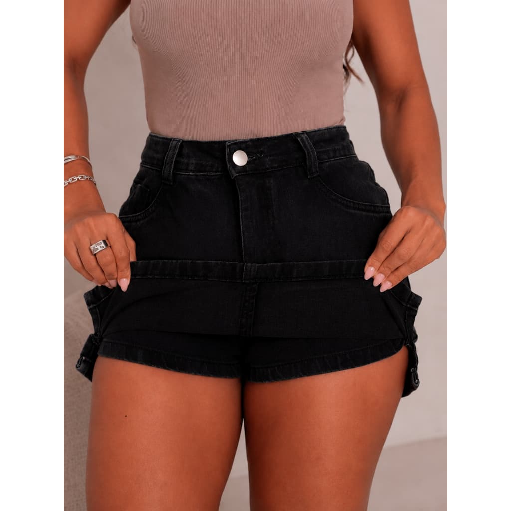 Short Saia Jeans Feminino Cintura Alta Saia Frente Atrás Shorts Abaixo Design Confortável Versátil