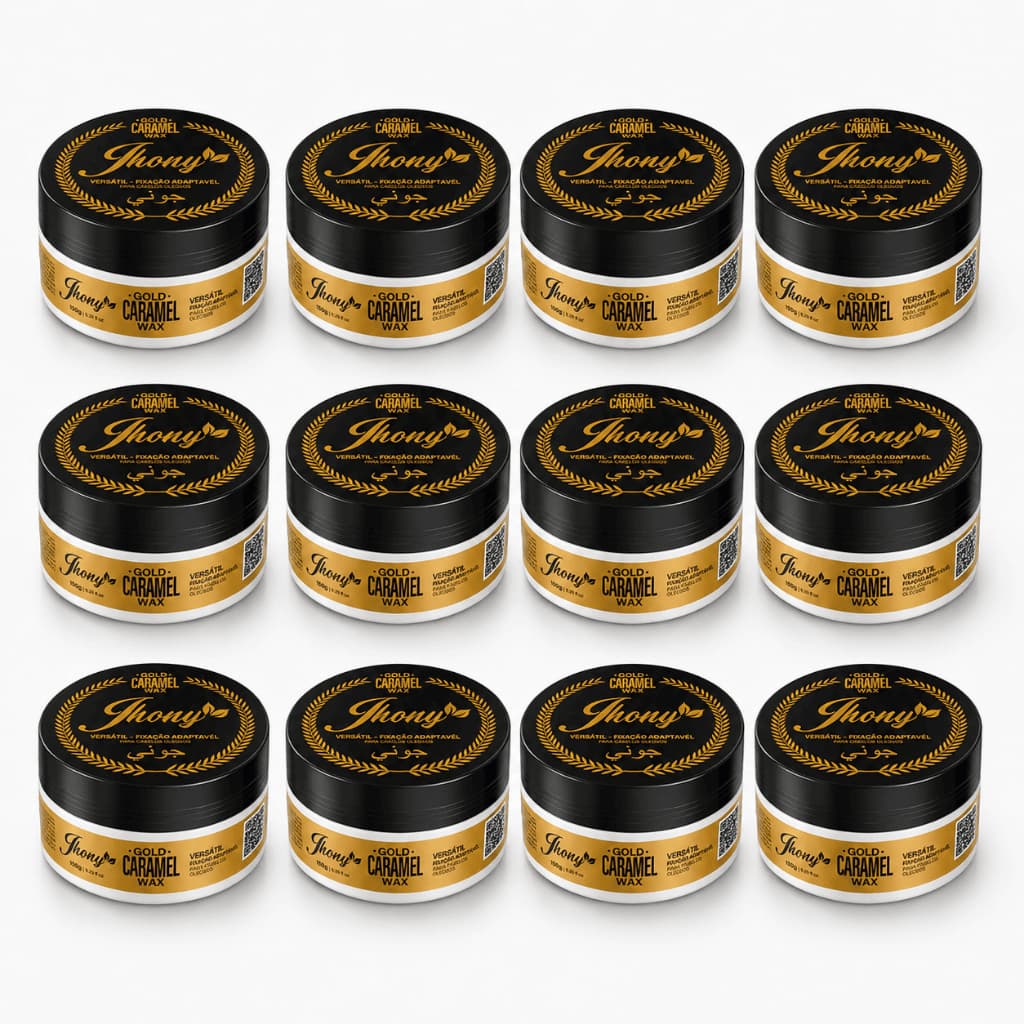Pasta Modeladora Gold Caramel Wax Jhony Barber Kit 12 Unidades 150g Fixação Adaptável