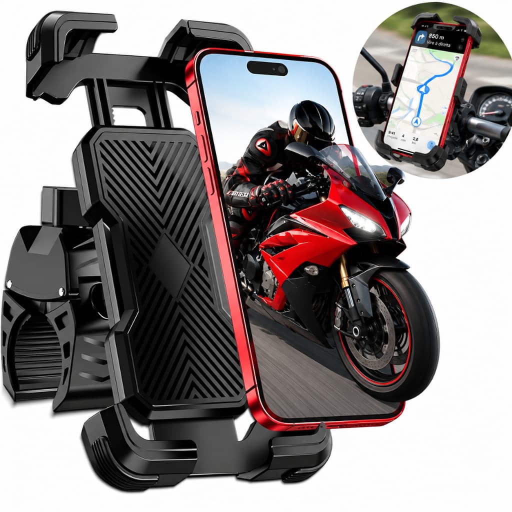 Suporte Celular Moto Bike Bicicleta Trava Automática Antivibração 360° Premium