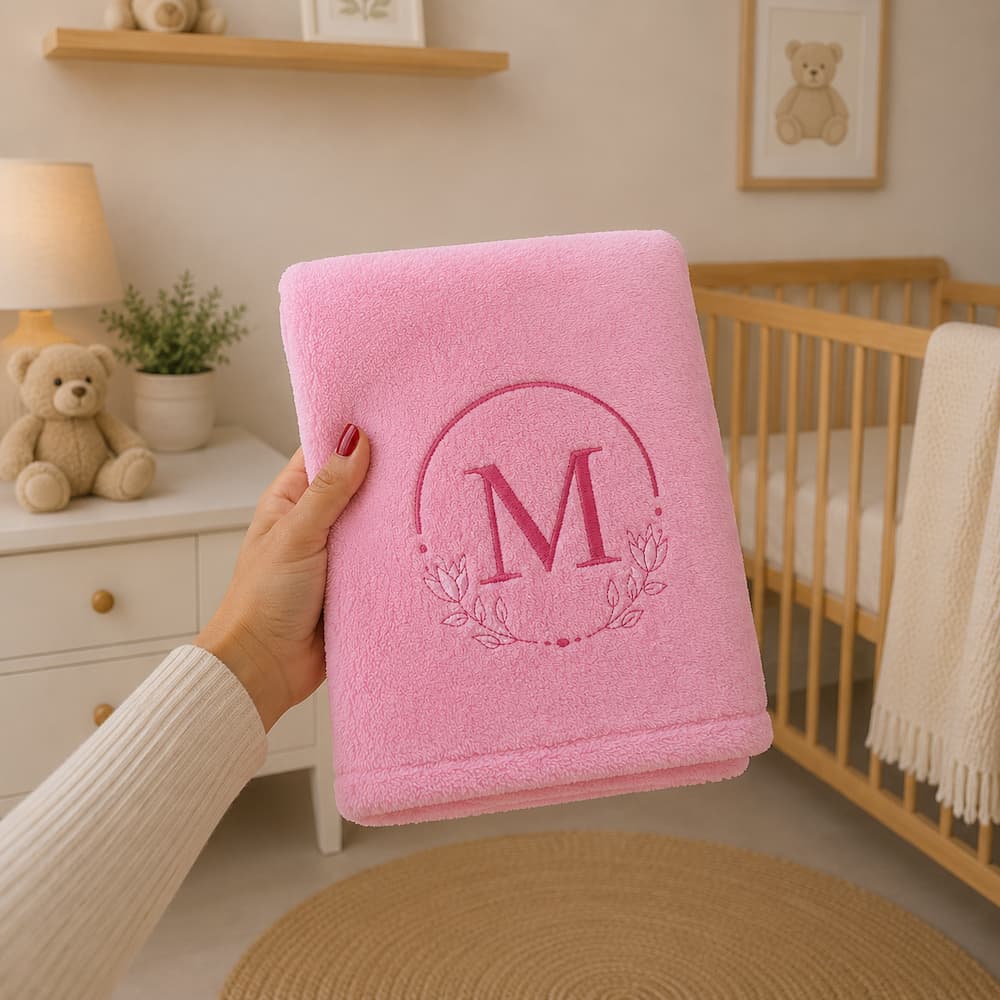 Manta Cobertor para Bebê Rn Personalizado com Inicial Letra do Nome do Bebe Mantinha Microfibra