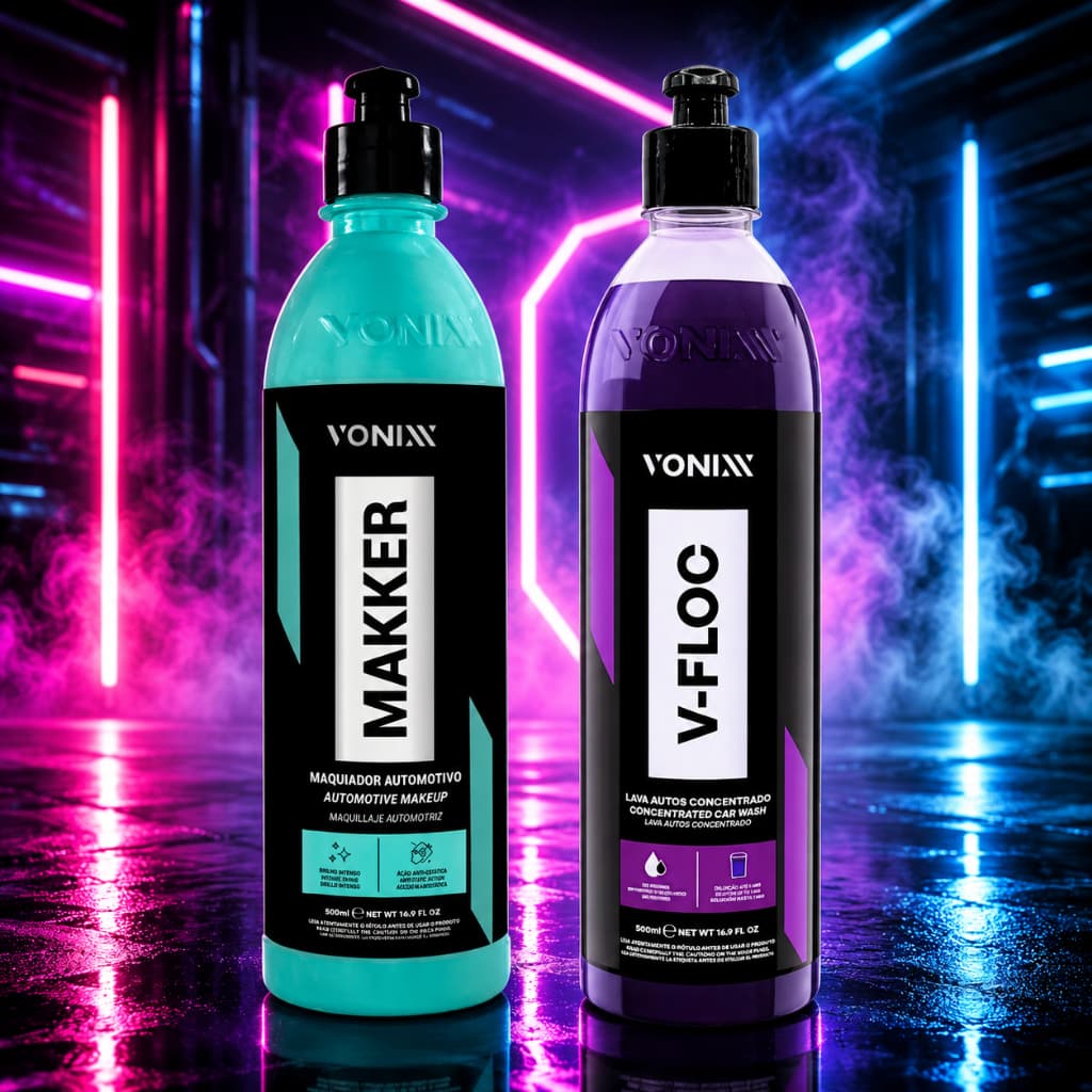 Kit Limpeza Automotiva 500ml Shampoo Vonixx V-floc e Makker 2.0
