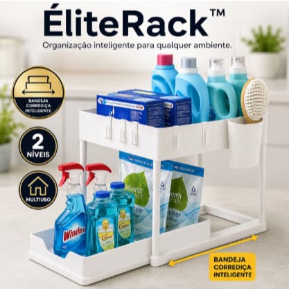 Organizador Multiuso 2 Níveis com Bandeja Corrediça para Cozinha Banheiro Armário Branco ÉliteRack™