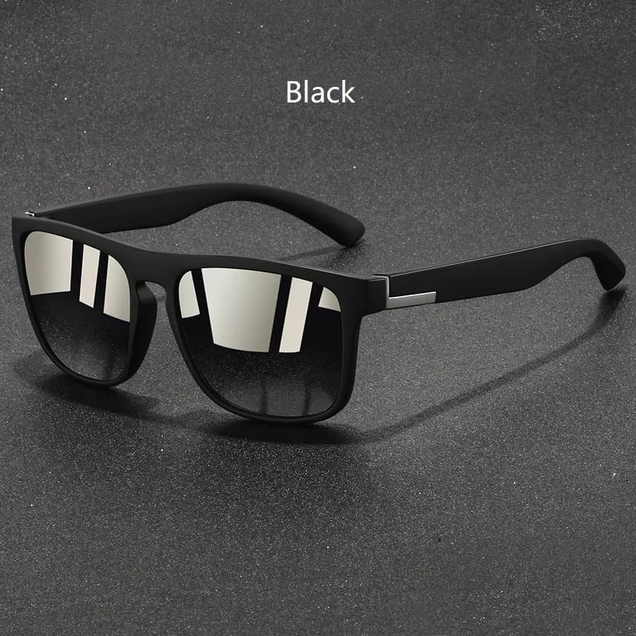 Óculos de sol Masculino Vintage UV400 para Pesca e Direção, Óculos Retro Anti-reflexo - Cor Preto