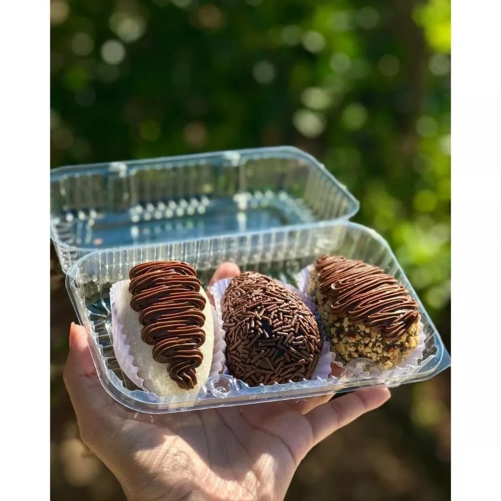 100un Embalagem 350 ml Plástica Retangular Alta P10 Doces Brigadeiro Tortas e Bolos
