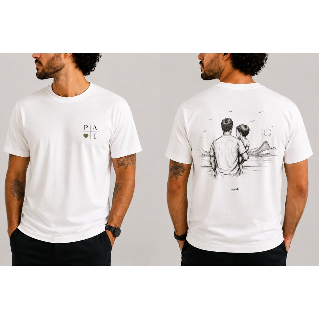 Camiseta Pai e Filho – Estampa Exclusiva | 100% Algodão Fio 30.1 | Presente para Pais