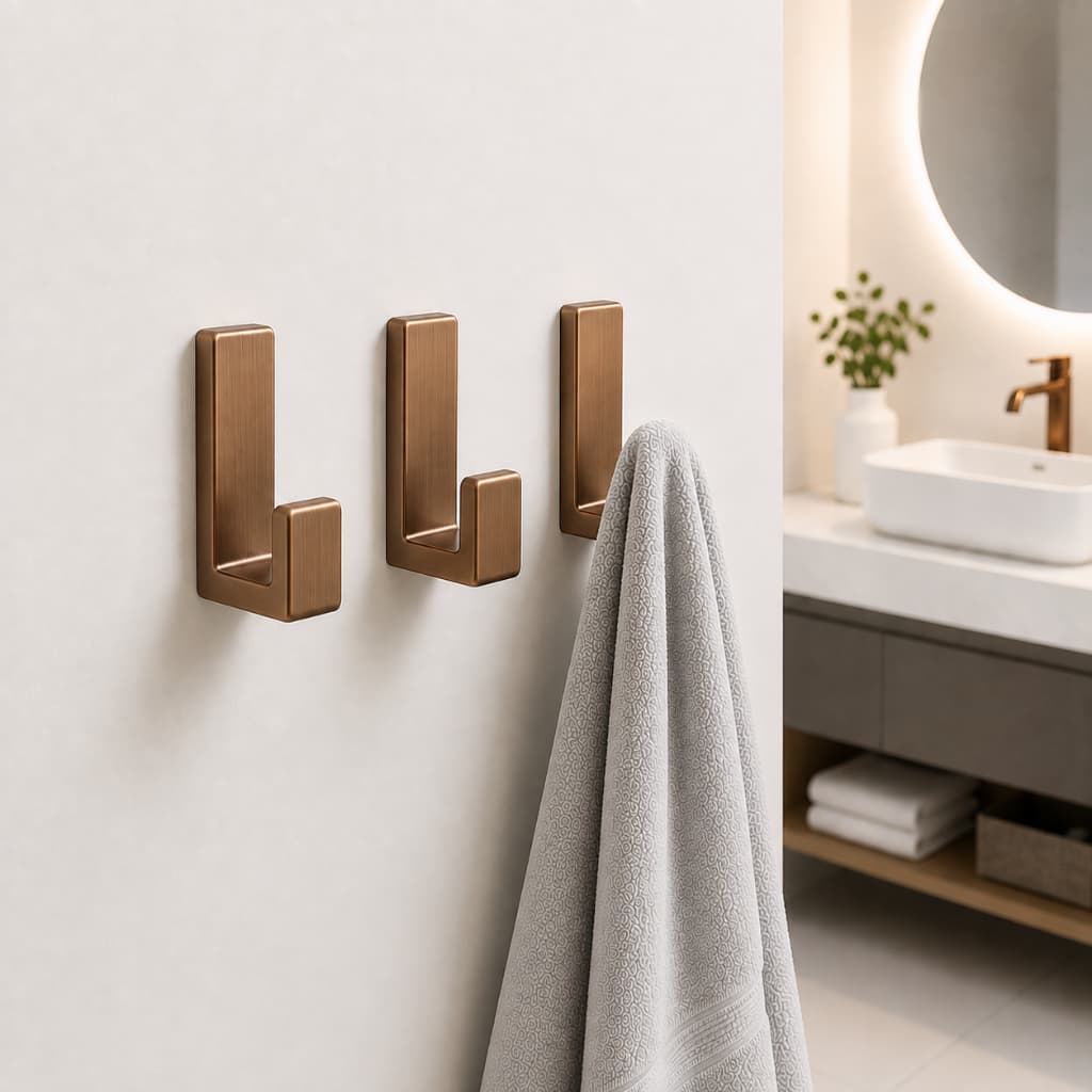 Kit Cabide Gancho de Parede Adesivo com Fita Dupla Face 3M para Toalhas Banheiro Bronze e Cores