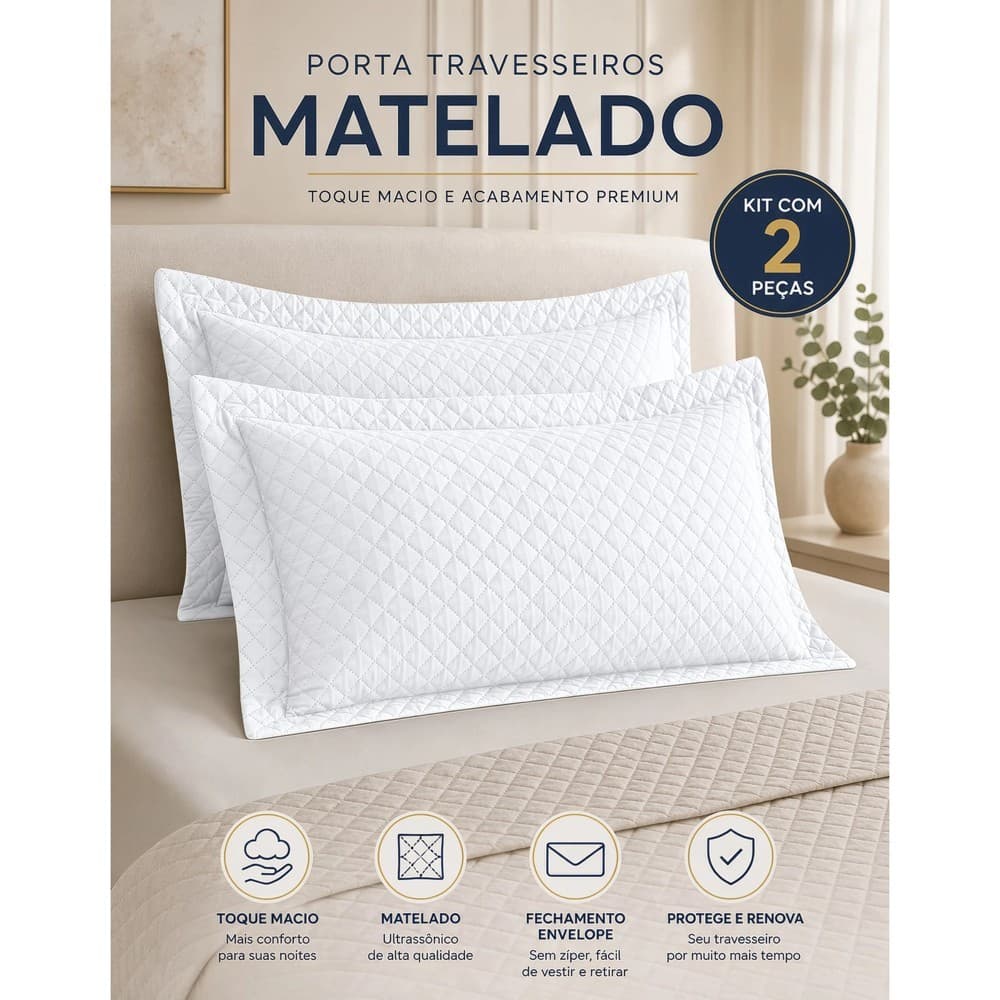 Capa de Travesseiro Kit 2 Fronhas Porta Travesseiro Microfibra 170 Fios Fecho Envelope Debrum Enxoval Quarto Casa