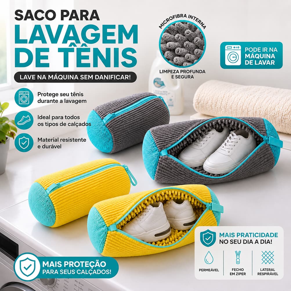 Saco Para Lavar Tênis Na Máquina Com Zíper Protetor Bolsa Para Sapatos Calçados Reutilizável ENVIO IMEDIATO