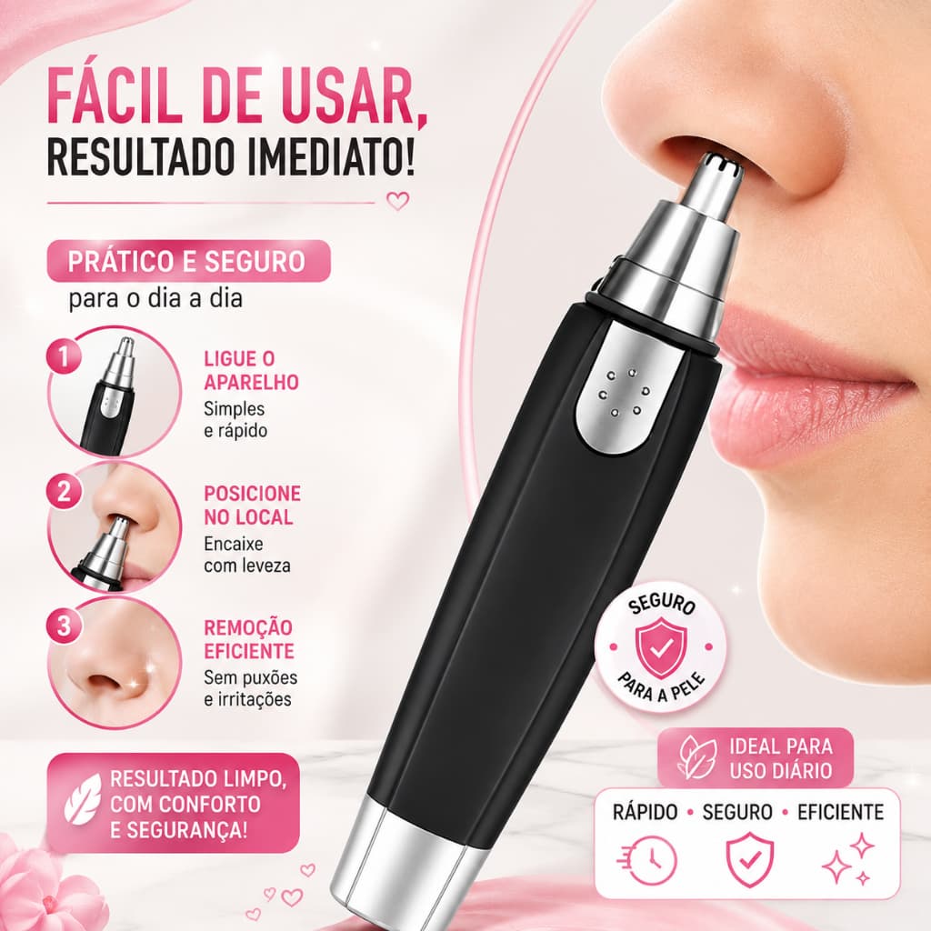 Aparador de Pelos Nariz e Ouvido Elétrico Multifuncional Sobrancelha Aço Inox Portátil Masculino Feminino