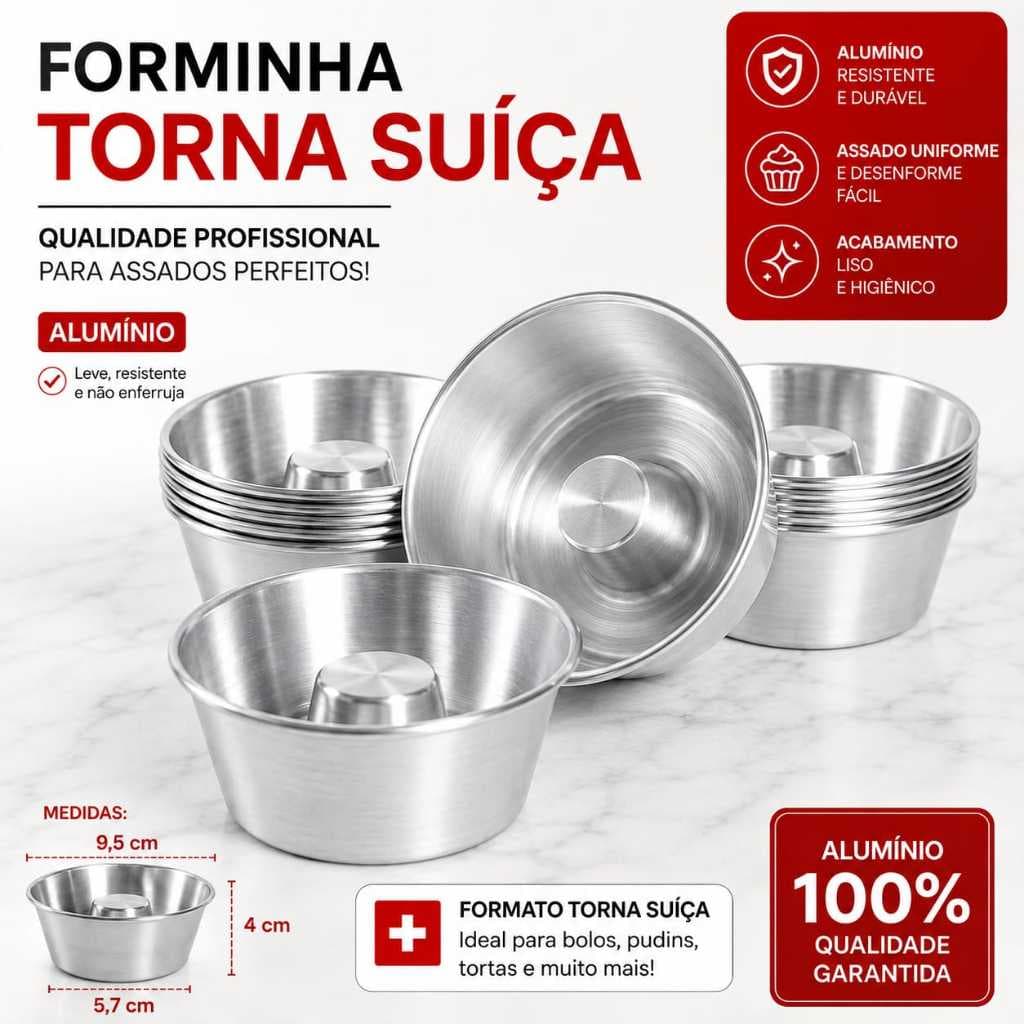 Forminha Mini Torta Suiça Forma de Alumínio  5,7Fx4Ax9,5B  Forma de Pudim Forma de Bolinho Pequeno