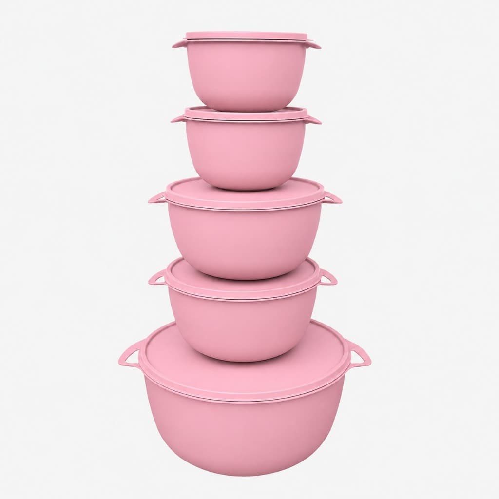 Kit 5 Potes Bowl Redondos com Tampa BPA Free para Mantimentos, Freezer e Micro-ondas