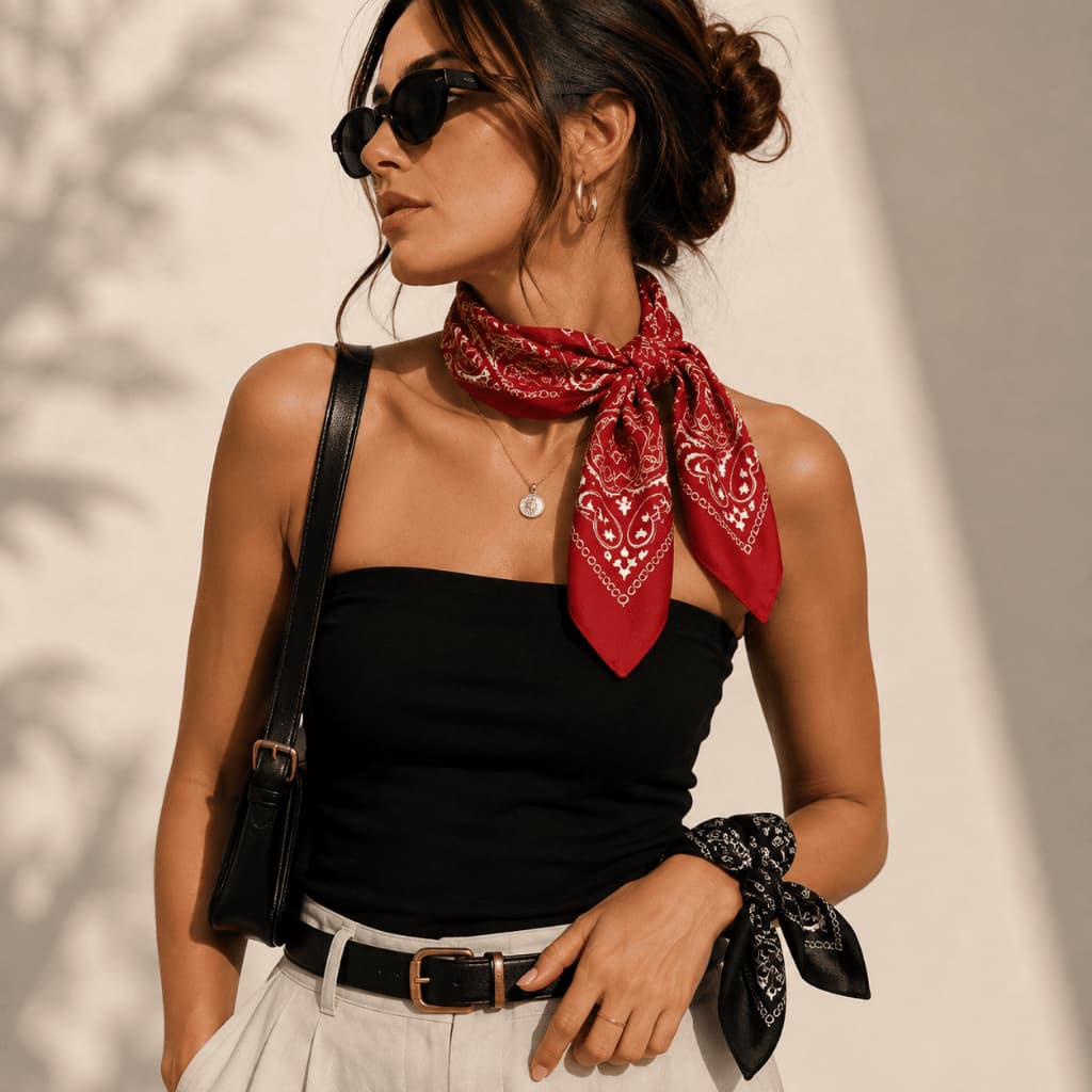 Lenço Feminino + Masculino  55x55 Bandana Unissex Moda Copa do Mundo   Estilo Cabeça Pescoço Bolsa Tendência 2026.