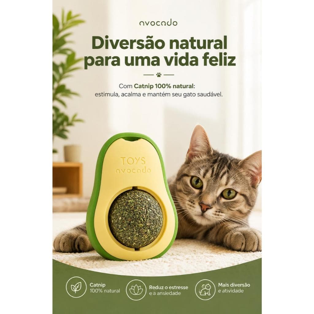 Catnip para Gatos Abacate Brinquedo Interativo Erva Gateira