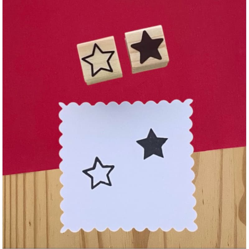 Kit com 02 Mini Carimbos Artesais Estrelinhas- Tamanho 2x2 cm