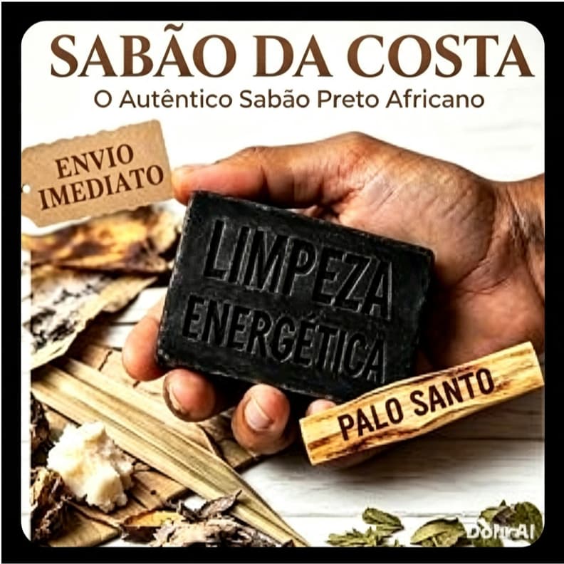 Sabão da Costa Africano + Palo Santo ( Limpeza Energética ) Pesada Descarrego fácil UMBANDACANDOMBLÉ