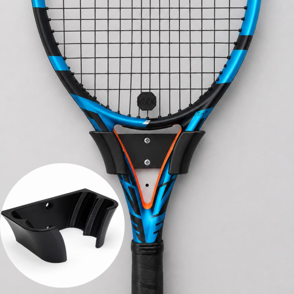 Suporte Raquete Tênis Parede Paddle Squash Parafuso + Bucha Quadra Universal Beach Tennis 2 Raquetes