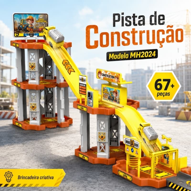 Pista de Carrinhos Infantil Construção DIY Brinquedo Educativo Vários Modelos 36 a 109+ Peças