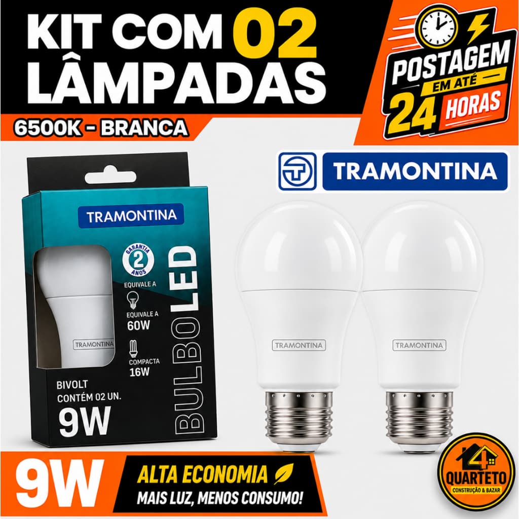 Lampada de Led 9w Bulbo Bivolt Branco Frio 6500K para Casa e Comércio