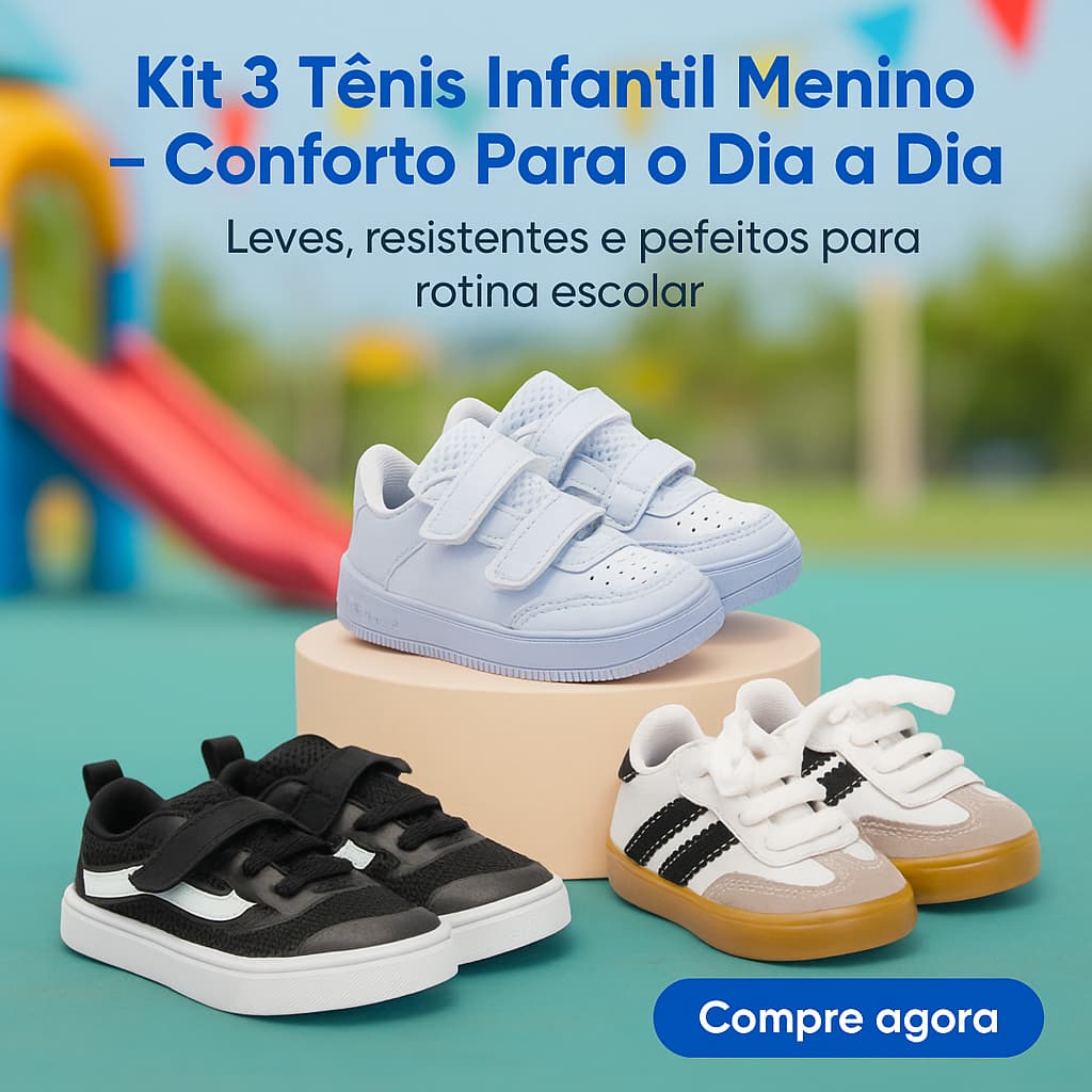 KIT 3 Tenis Casual De Menino Infantil | Conforto e Estilo Em 3 Modelos Para Seu Filho | COMPRE AGORA