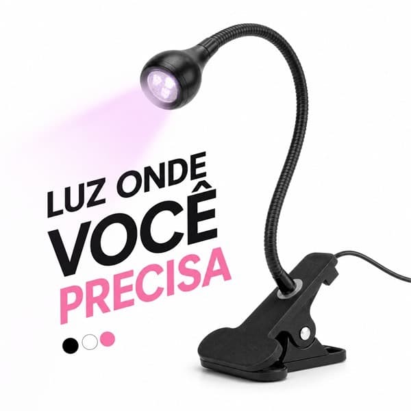 Luminária LED de Mesa com Prendedor, Haste Flexível e 3 LEDs para Leitura, Estudos, Trabalho, Quarto, Casa e Escritório