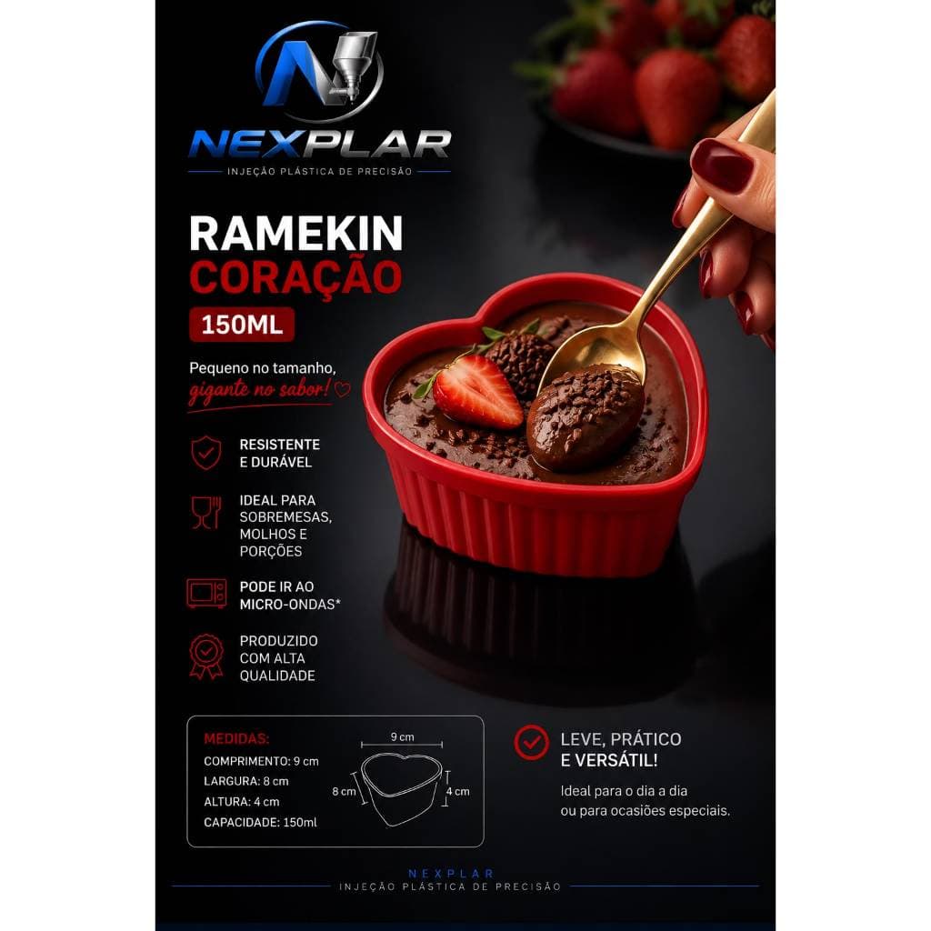 KIT 12 RAMEKIN DE CORAÇÃO PLÁSTICO PARA PETISCOS MOLHOS SOBREMESAS ANIVERSÁRIO BUFFET DECORAÇÃO FESTA DOCES CANELADO