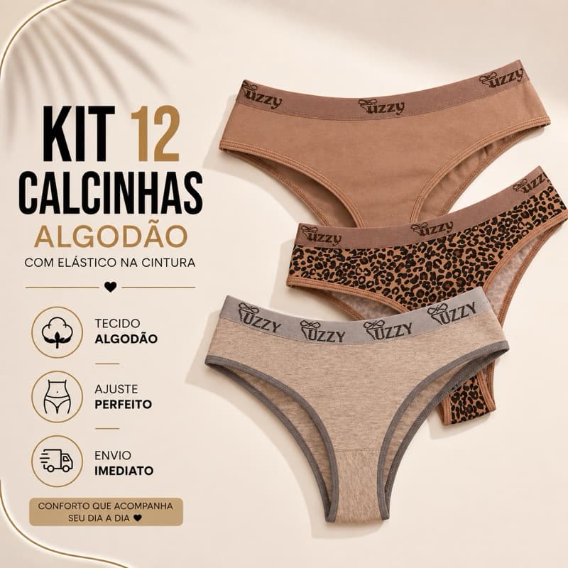 Kit 12 tangas 100% algodão cotton confortável cós alto boa elasticidade direto da fábrica