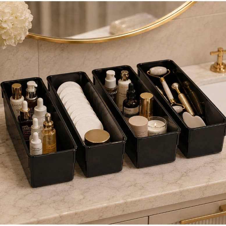 Kit com 6 Organizadores de Acrilico Médio Modular Multiuso Maquiagem Penteadeira Banheiro Quarto
