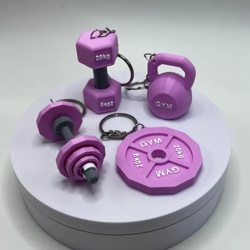 Kit Chaveiros Fitness 3D Academia | Mini Halter, Kettlebell e Anilha | Presente Criativo para Marombeiros