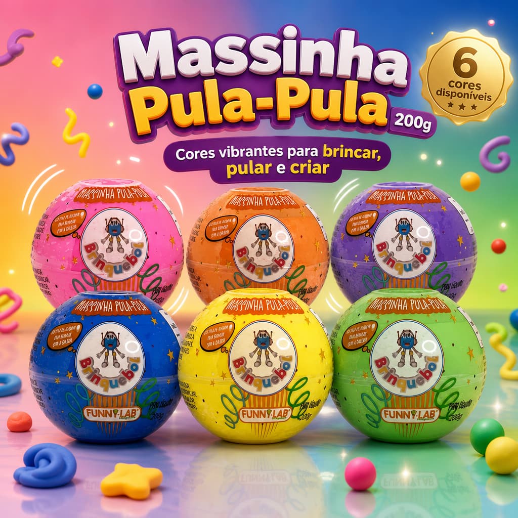 Massinha Pula-pula 200g - para brincar pular criar - Brinquebol - Gelástica - Funny-Lab