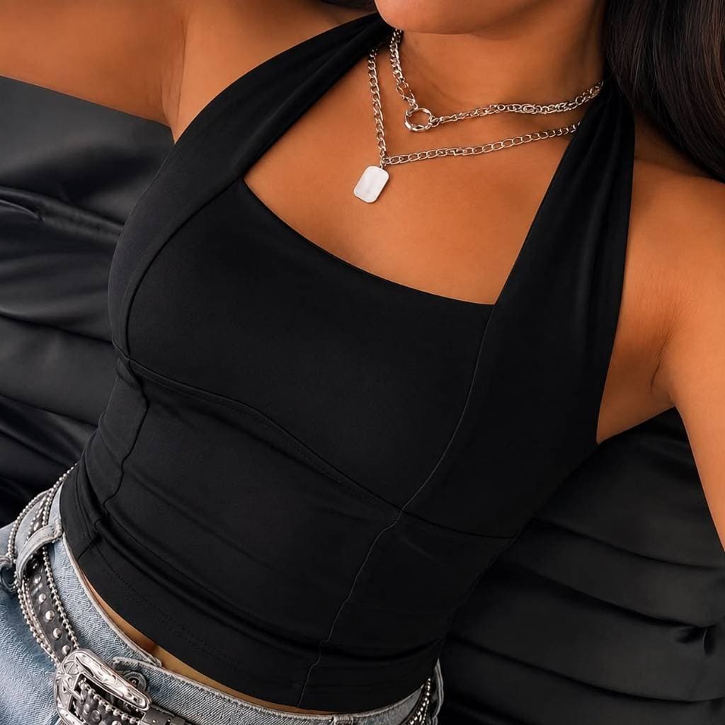 Cropped Halter Blusinha Blogueira Blusa Top M Com Elastano