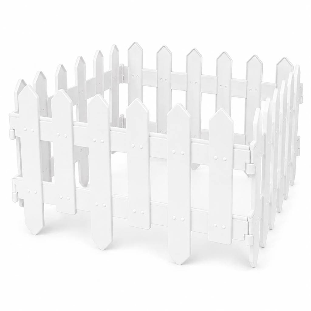 Cerca Decorativa Jardim Inglês Kit Com 4 Cerquinhas Branca Verde Marrom