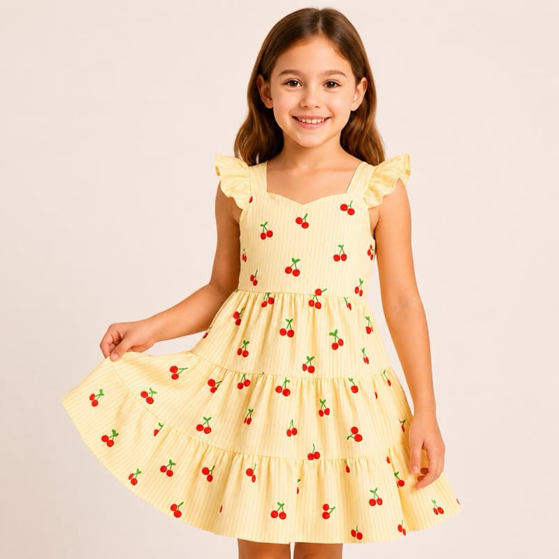 Vestido Infantil Menina de Alça com Babado Moda Blogueira 2 a 10 Anos