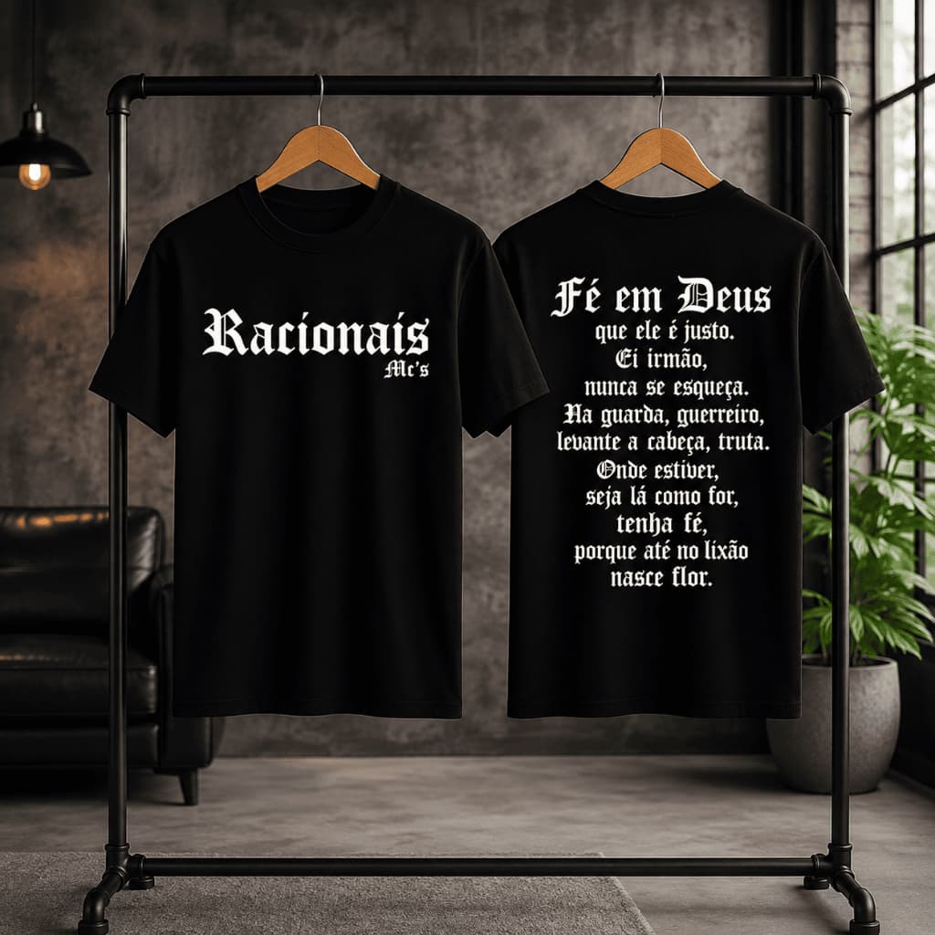 Camiseta Racionais Mc's Tenha Fé Porque No Lixão Nasce Flor Camisa StreetWear Estilo Urbano Moderno