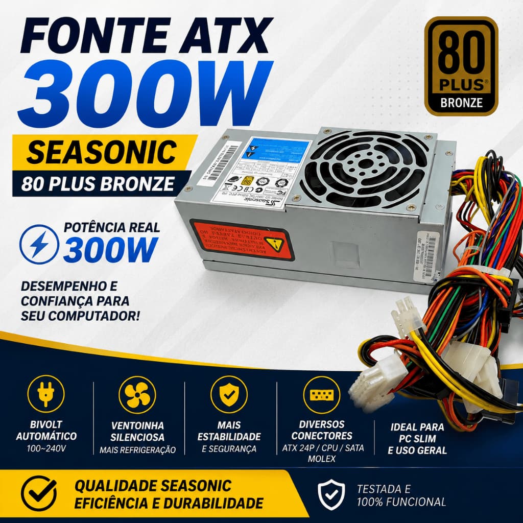 Lote Com 10 Fontes Para Pc Slim 80 Plus | Fonte TFX 80 Plus 300W Bivolt