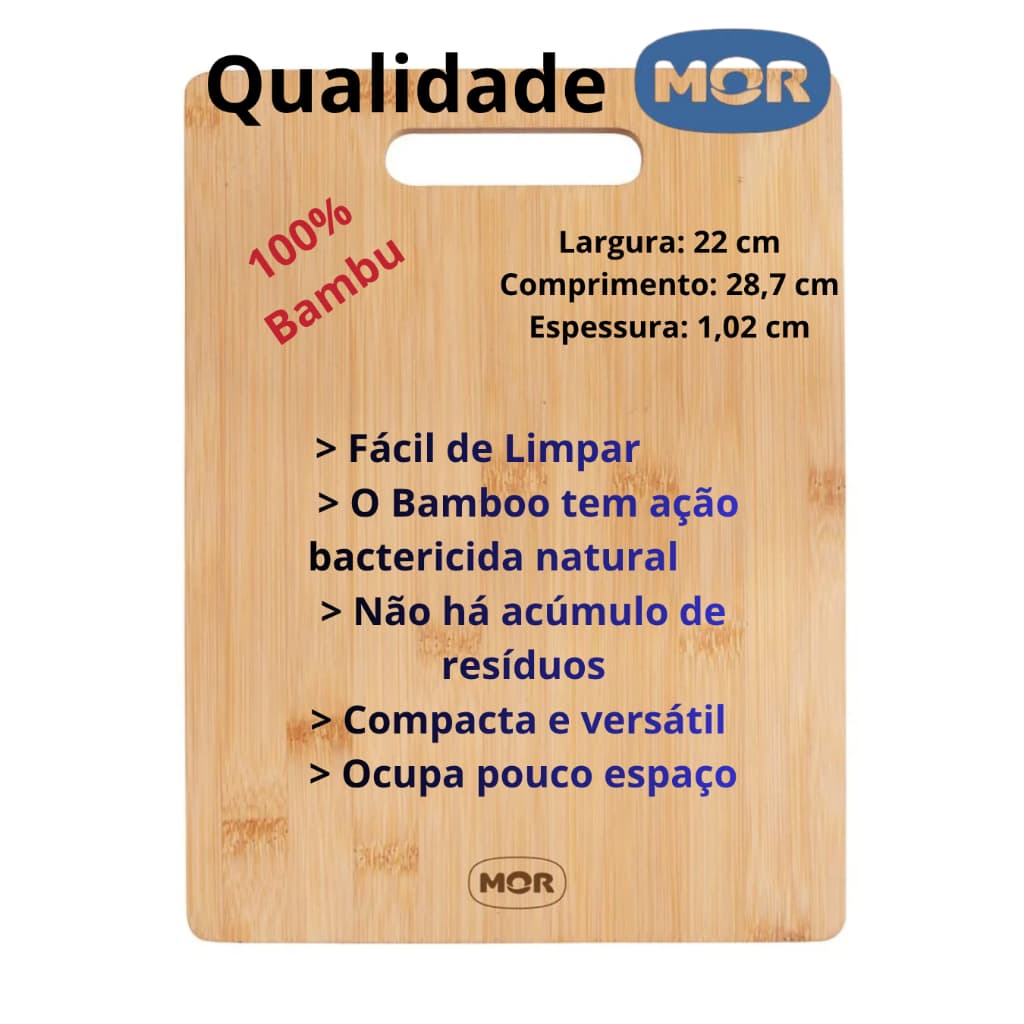 Tabua Corte Carne Legumes De Bambu 22x28,7 Cm - Mor