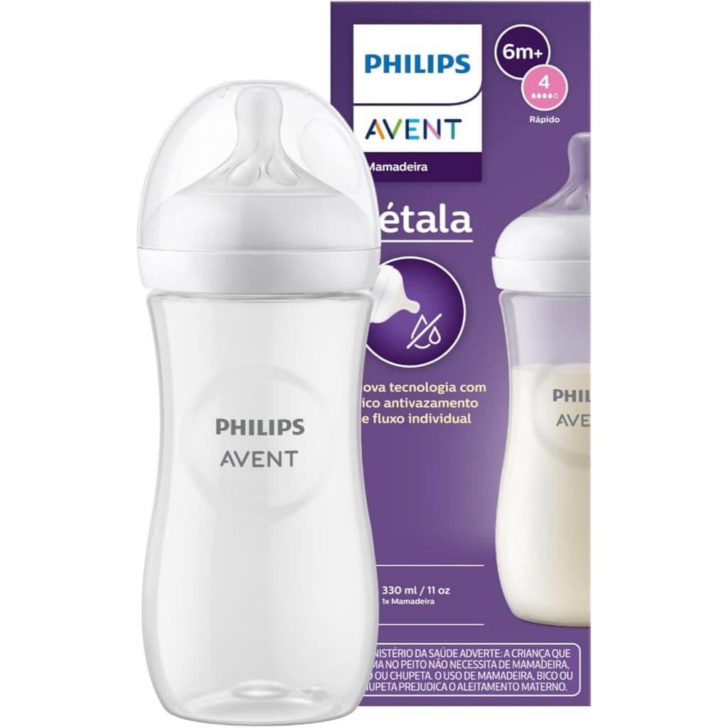 Mamadeira Pétala 330ml Com Bico N4 Antivazamento 6m+ Philips Avent Scy906-01