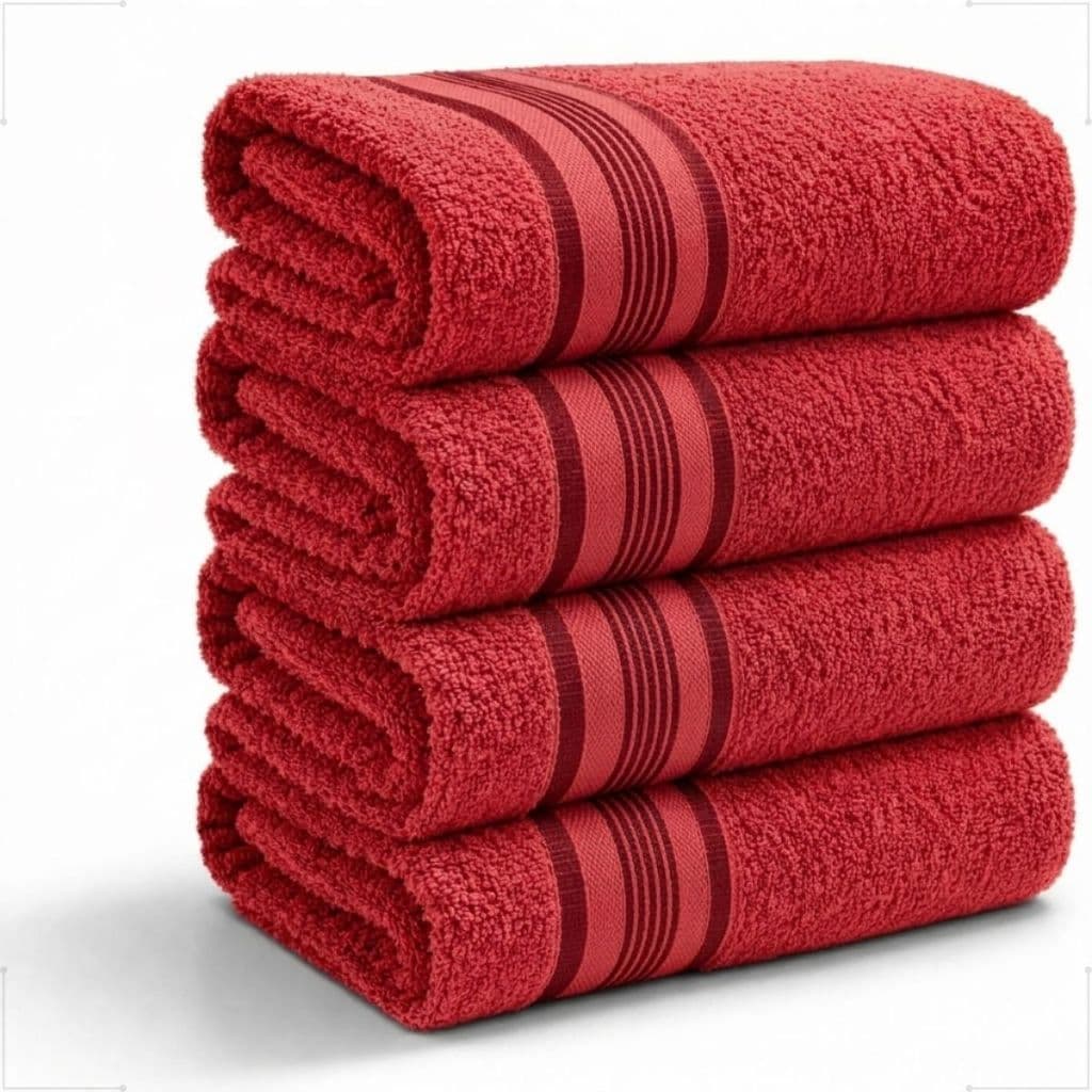 Kit 4 Toalhas de Banho Vermelho 100% Algodão Jogo Banhão Premium Macia Alta Absorção Toalha Luxo Gigante 75x180cm