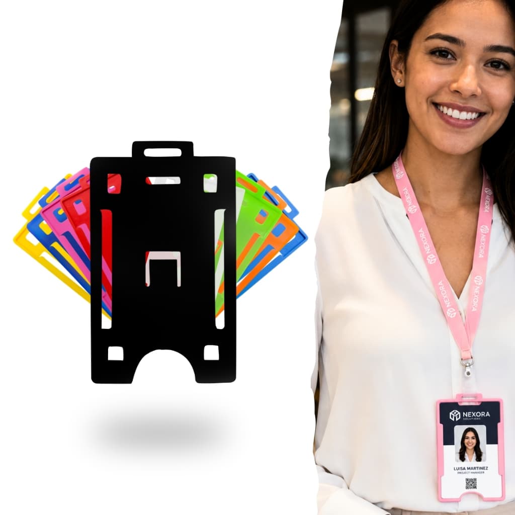 Kit 100 Porta Crachá Vertical Rígido Cores Suporte Crachá Cartão PVC