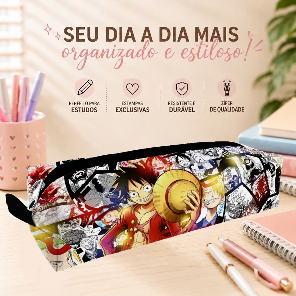 Estojo Escolar OP Anime Porta Lápis Caneta Marcador Organizador Escolar Material Escolar Papelaria Pr