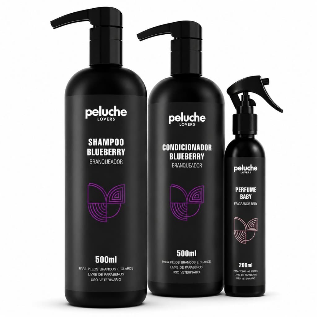 Shampoo Eliminador de Odores Condicionador Perfume Baby Peluche Kit Banho Pet para Cães