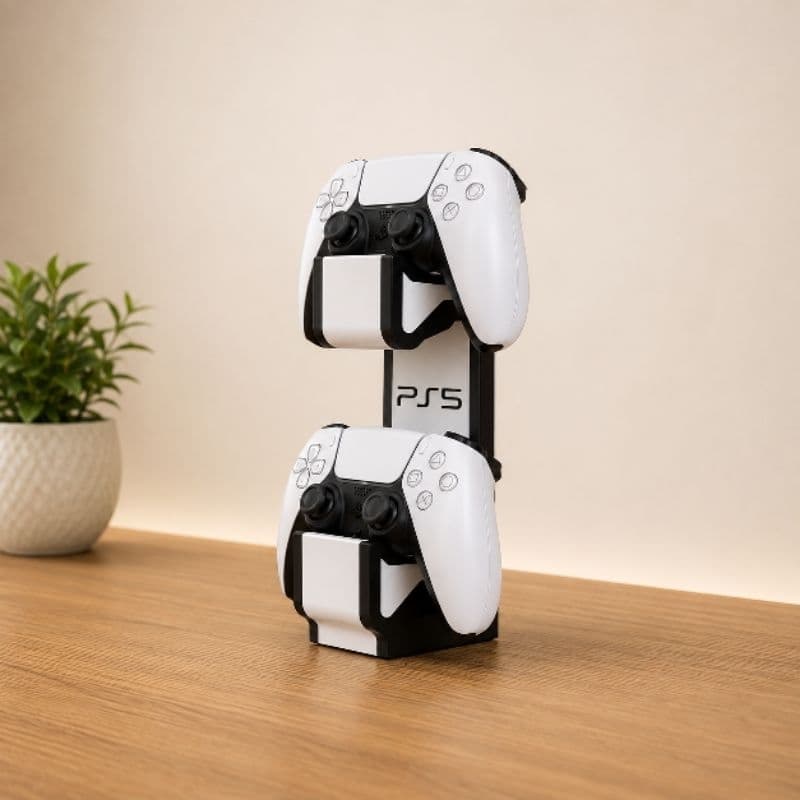 Suporte Duplo para 2 Controles Xbox e PS5 | Organizador Gamer Premium
